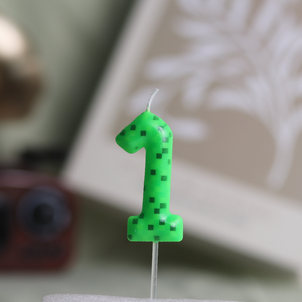 Unity Candle Set - Green Mosaic Candles Numbers 0-9 Birthday